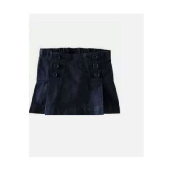 Baby Gap girl pull on dark blue denim jean pleated mini skirt button preppy 3T 3 - Picture 3 of 4